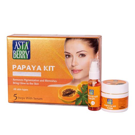 Astaberry Papaya Facial Kit Medium Steps With Serum For Women