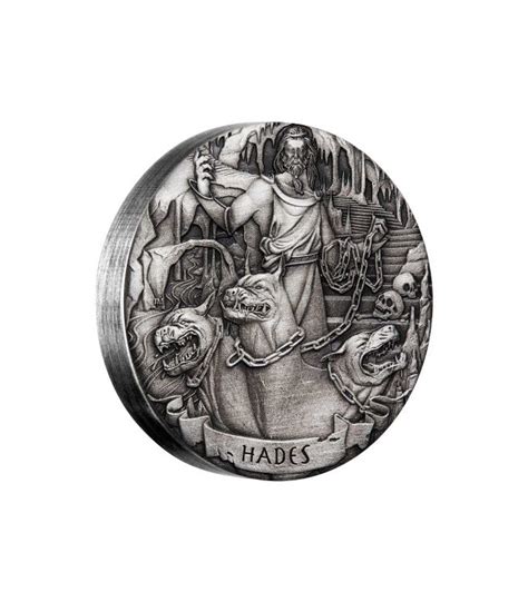 Gods Of Olympus Hades Oz Silver Antiqued High Relief Coin