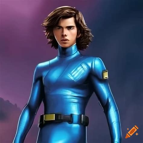 Illustration Of A Male Space Ranger In A Metallic Blue Suit On Craiyon