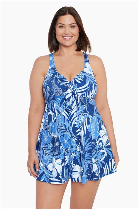 Shape Solver By Penbrooke Plus Size Bow Front One Piece Swim Dress In