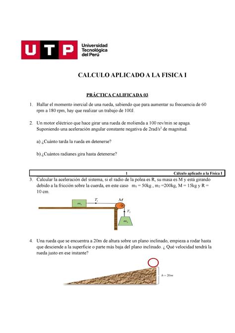 Práctica Calificada 3 CAF1 CALCULO APLICADO A LA FISICA I PRÁCTICA