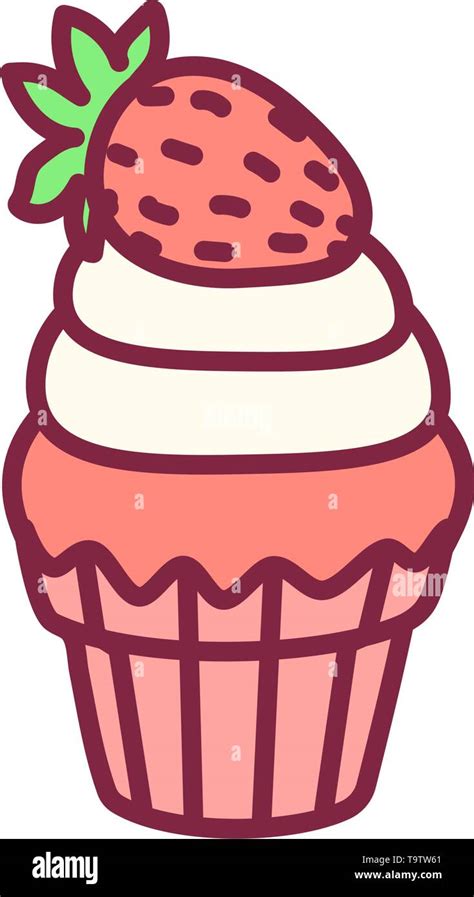 Vector Cute Cupcake Sweets Flat Clip Art Stock Vector Image And Art Alamy