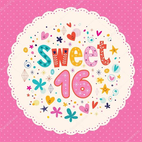 Sweet Sixteen Card Stock Vector Aliasching 58894677