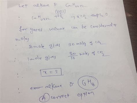 Ml Of Gaseous Hydrocarbon On Combustion Gives Ml Of Co G And