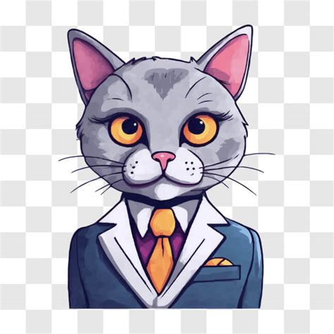 Baixe Gato Cinza Sofisticado Em Traje Formal Cartoons Creative Fabrica