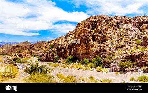 Rugged Mountains And Ravines In El Dorado Canyon Border Of Nevada And