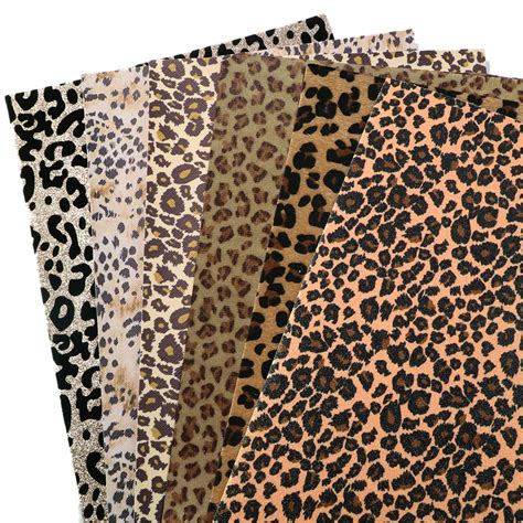 6pcs Set Leopard Print Leather Sheetsglitter Cheetah Print Etsy