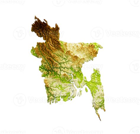 Bangladesh Map Shaded Relief Color Height Map 3d Illustration 27243981 PNG