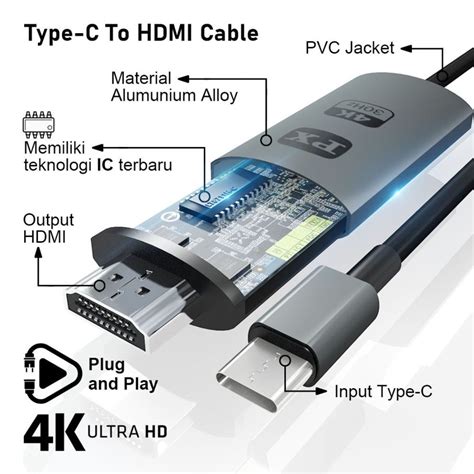 Jual Kabel MHL USB Type C 3 1 To HDMI TV Converter 4K PX MHA 20C 2