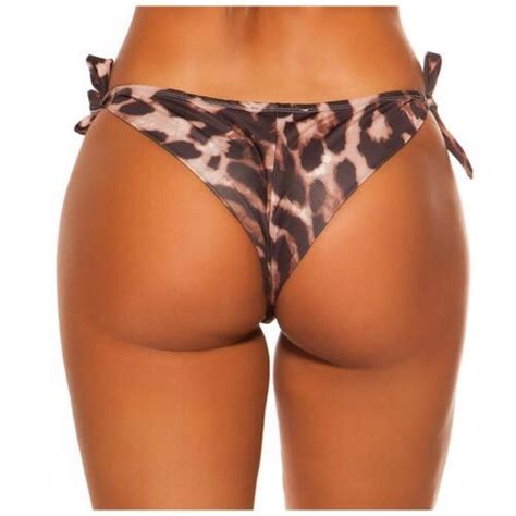 Sexy Brazilian Tanga Bikini Hose Zum Binden In Leopard Optik Bi Ebay