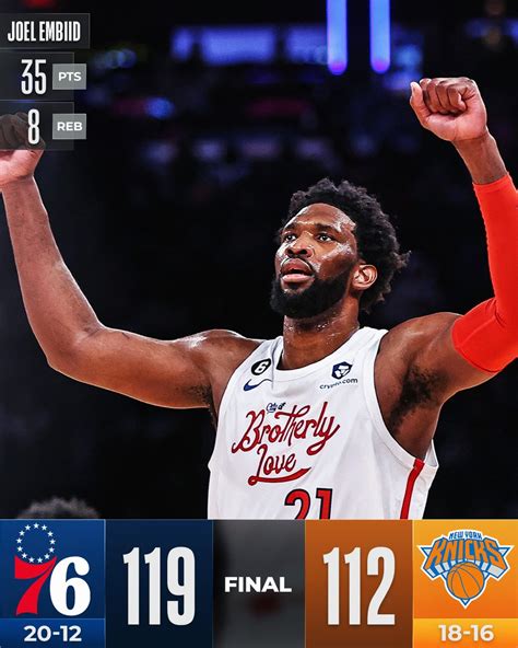 FINAL SCORE THREAD Joel Embiid Dropped 35 PTS In The Garden To Lead