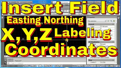 AutoCAD How To Use Insert Field Command To Create Easting Northing XYZ