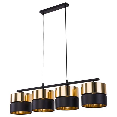 Famlights Pendelleuchte Veronika In Schwarz Und Gold 4xE27 Lampen1a