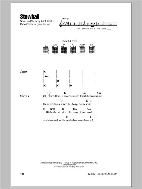 Stewball by Peter, Paul & Mary - Guitar Chords/Lyrics - Guitar Instructor