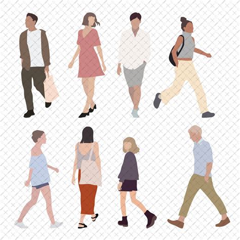 Flat Vector People Walking Toffu Co