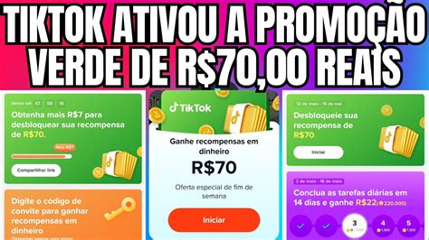 TIKTOK ATIVOU A PROMOÇÃO VERDE DE R 70 00 BORA TENTAR PASSAR OS