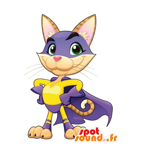 Purchase Brown Cat Mascot Outfit With A Superhero In 2d 3d Mascots