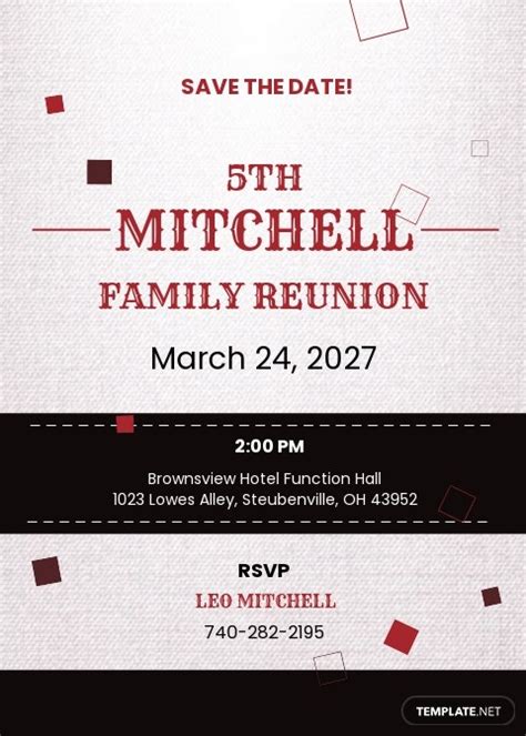 Free Reunion Invitation Template In Microsoft Word Doc