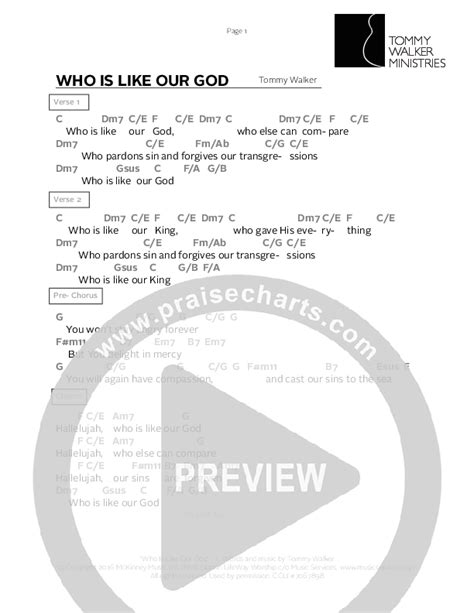 Who Is Like Our God Chords Pdf Tommy Walker Praisecharts