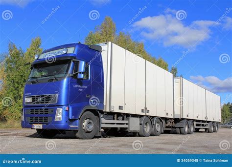 Blue Volvo Truck With Full Trailer Editorial Stock Photo - Image: 34059348