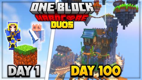 We Survived 100 Days In DUO ONE BLOCK Hardcore Minecraft YouTube