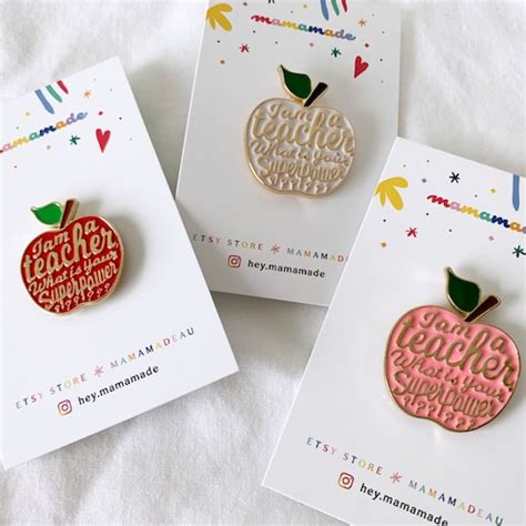 Enamel Pin Superhero Teacher Apple Etsy