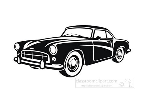 Cars Outline Clipart-Classic sports car silhouette black outline clip art