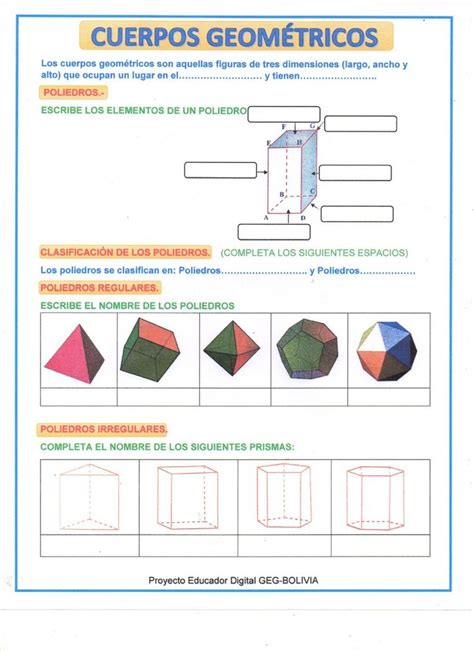 Cuerpos Geom Tricos Worksheet For Segundo De Secundaria