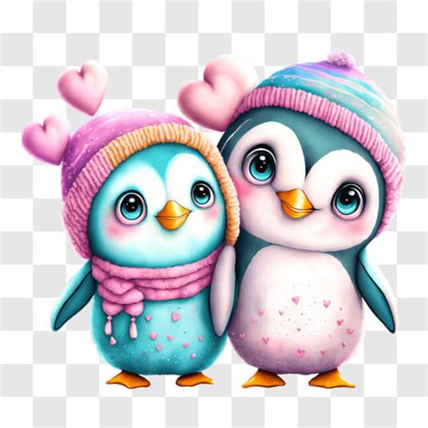 Download Happy Valentine's Day with Cute Cartoon Penguins PNGs Online ...