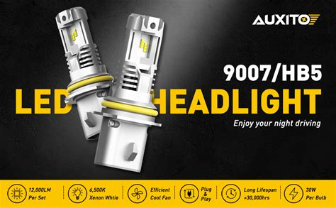 AUXITO 9007 LED Headlight Bulbs 12000LM Per Set 6500K Xenon White Wi