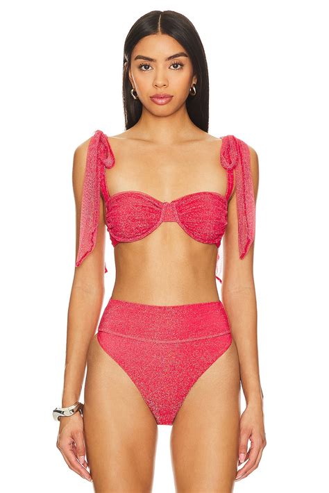 BEACH RIOT Drea Bikini Top In Red Hot Shine REVOLVE