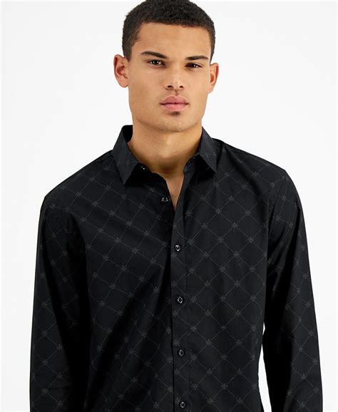 Inc International Concepts Mens Regular Fit Dotted Grid Shirt Created