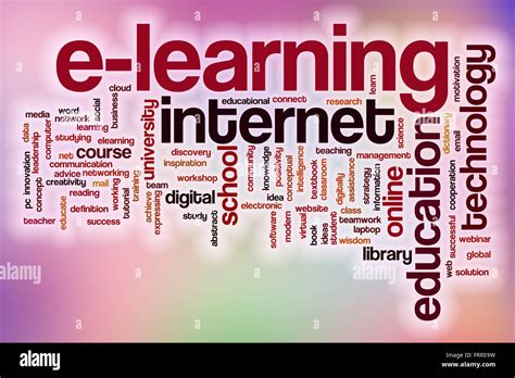 E Learning Word Cloud Concept With Abstract Background Stock Photo Alamy