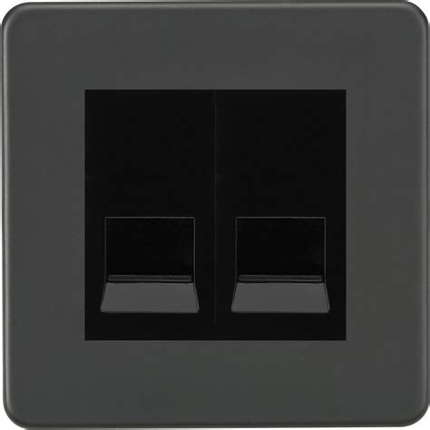 Knightsbridge Screwless Anthracite Double Slave Telephone Socket Sf7420mat Rs Electrical Supplies