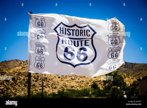 Flag Of Historic Route 66 Arizona Usa Stock Photo Alamy