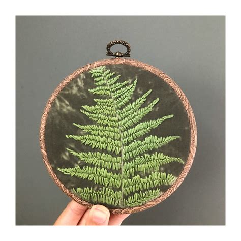 Fern Embroidery Botanical Art Embroidered Modern Hoop Art Etsy