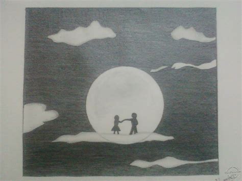 Moon Pencil Sketch at PaintingValley.com | Explore collection of Moon ...