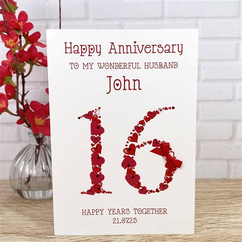 Handmade Wedding Anniversary Card Any Year Handmade Cards Pink And Posh