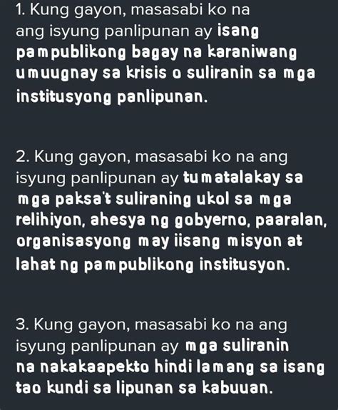 Anong Masasabi Mo Sa Isyung Panlipunan Brainly Ph