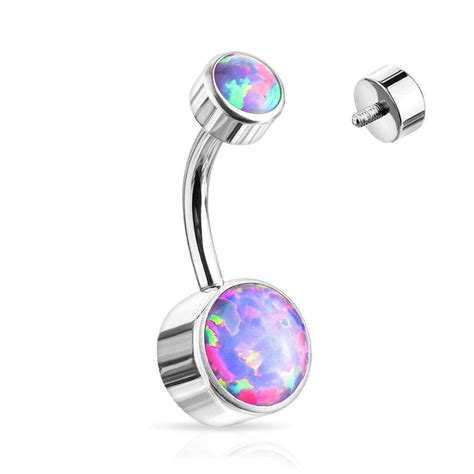 Purple Opal Internally Threaded Titanium Belly Bar