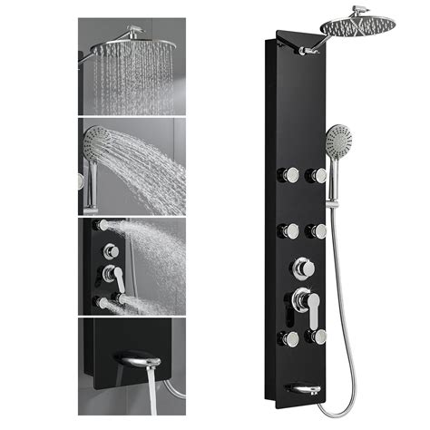 Buy Popfly Tempered Glass Shower Tower Panel Rainfall System Height