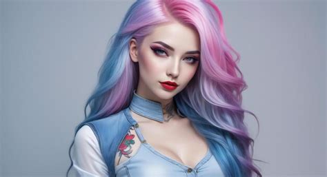 Premium Photo Portrait Of A Beautiful Young Woman With Pink Hair Girl