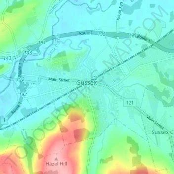 Sussex topographic map, elevation, terrain