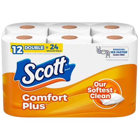Scott ComfortPlus Toilet Paper, DHF10 12 Double Rolls, 231 Sheets per
