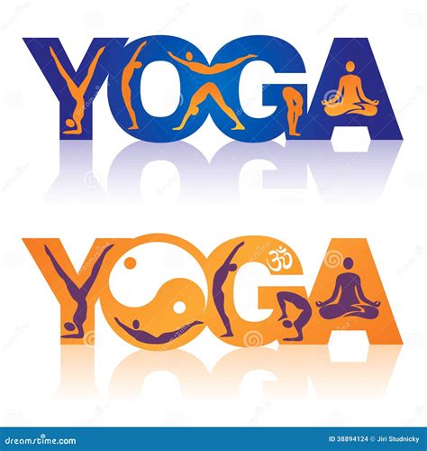 Wort Yoga Mit Yogasitzikonen Stock Abbildung Illustration Von Gesund