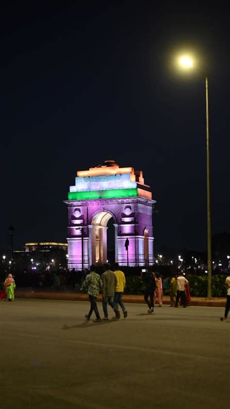 India Gate in New Delhi, India at Night Stock Footage - Video of ...