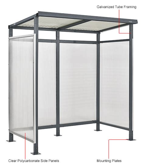 Global Industrial™ Bus Smoking Shelter Flat Roof 3 Side Beige 5 Gal