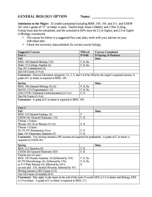 Fillable Online Cset Mnsu General Biology Plan Form Cset Mnsu Fax