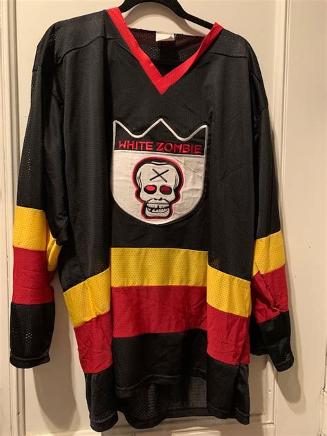 Vintage 1990s White Zombie Mesh Hockey Jersey Gem