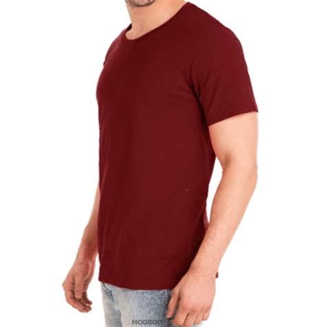 Camiseta De Algod O Premium Basica Liso Masculina Mooboo Vinho Bordo